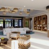 lounge area with modern decor and ample seating