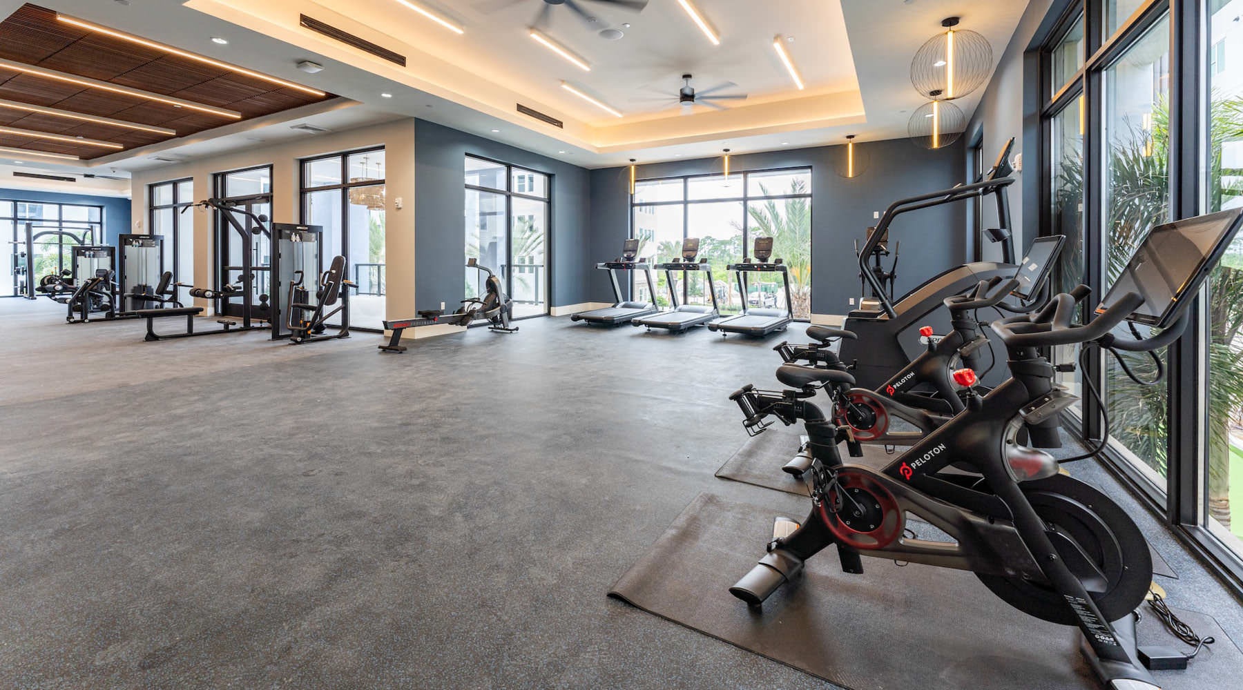 Peloton spin cycles in gym