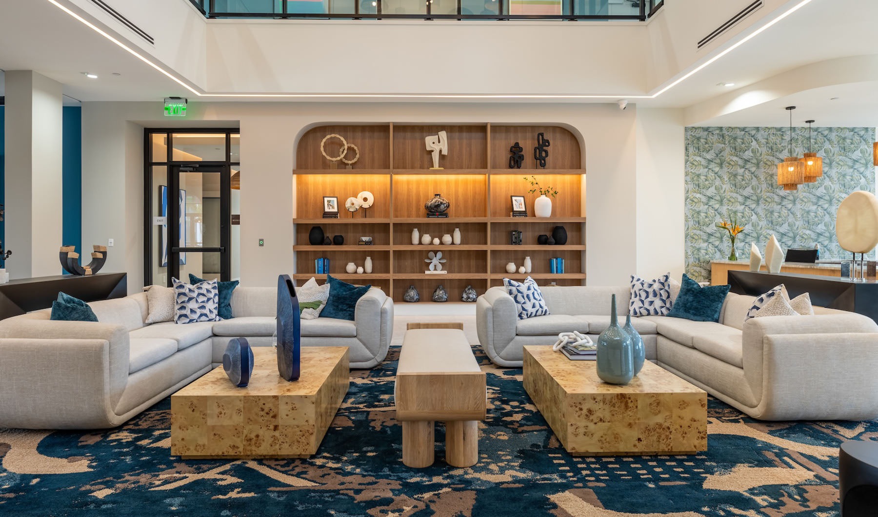 couches and tables in spacious lobby